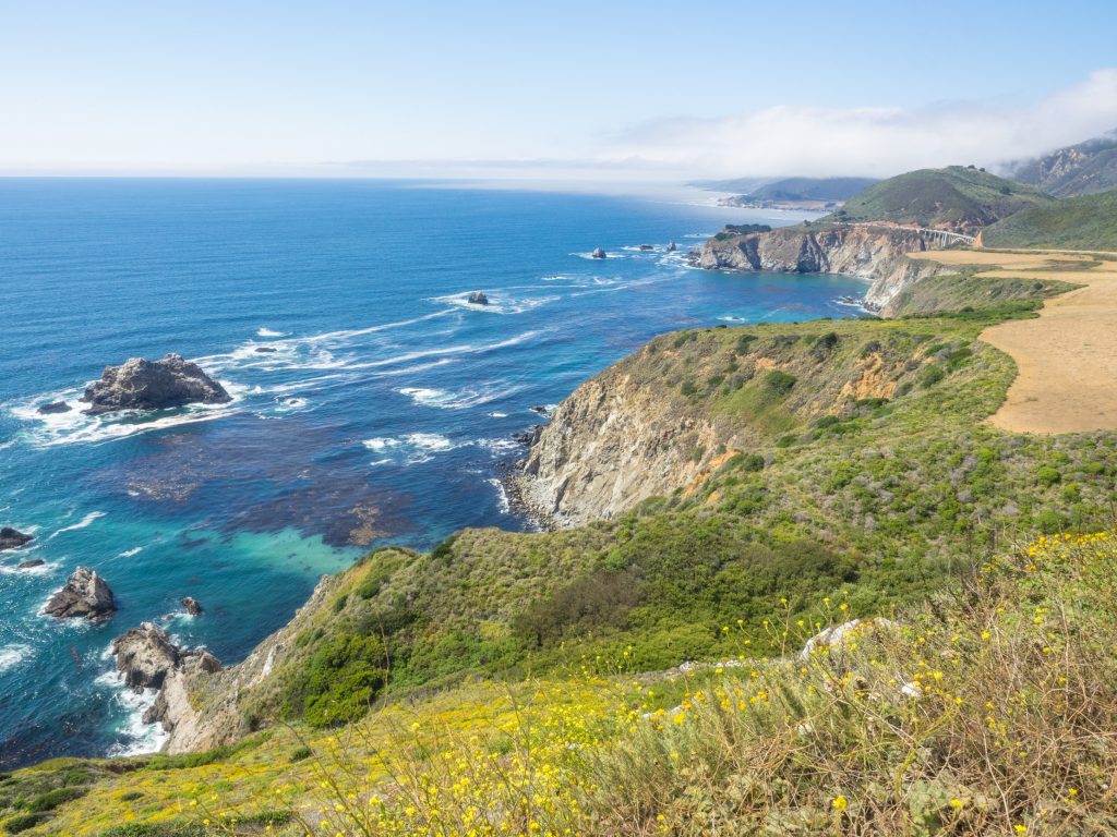Big Sur Coast falls in the Los Padres National Forest, California