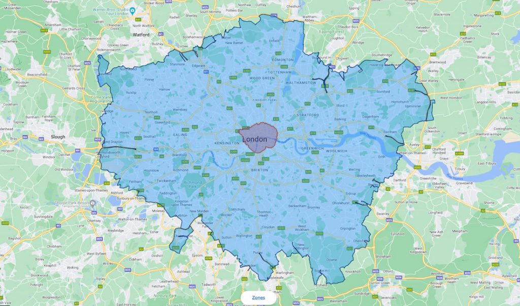 Map of ULEZ in London
